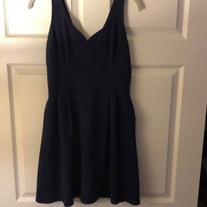 Navy Blue V-neck Skater Dress